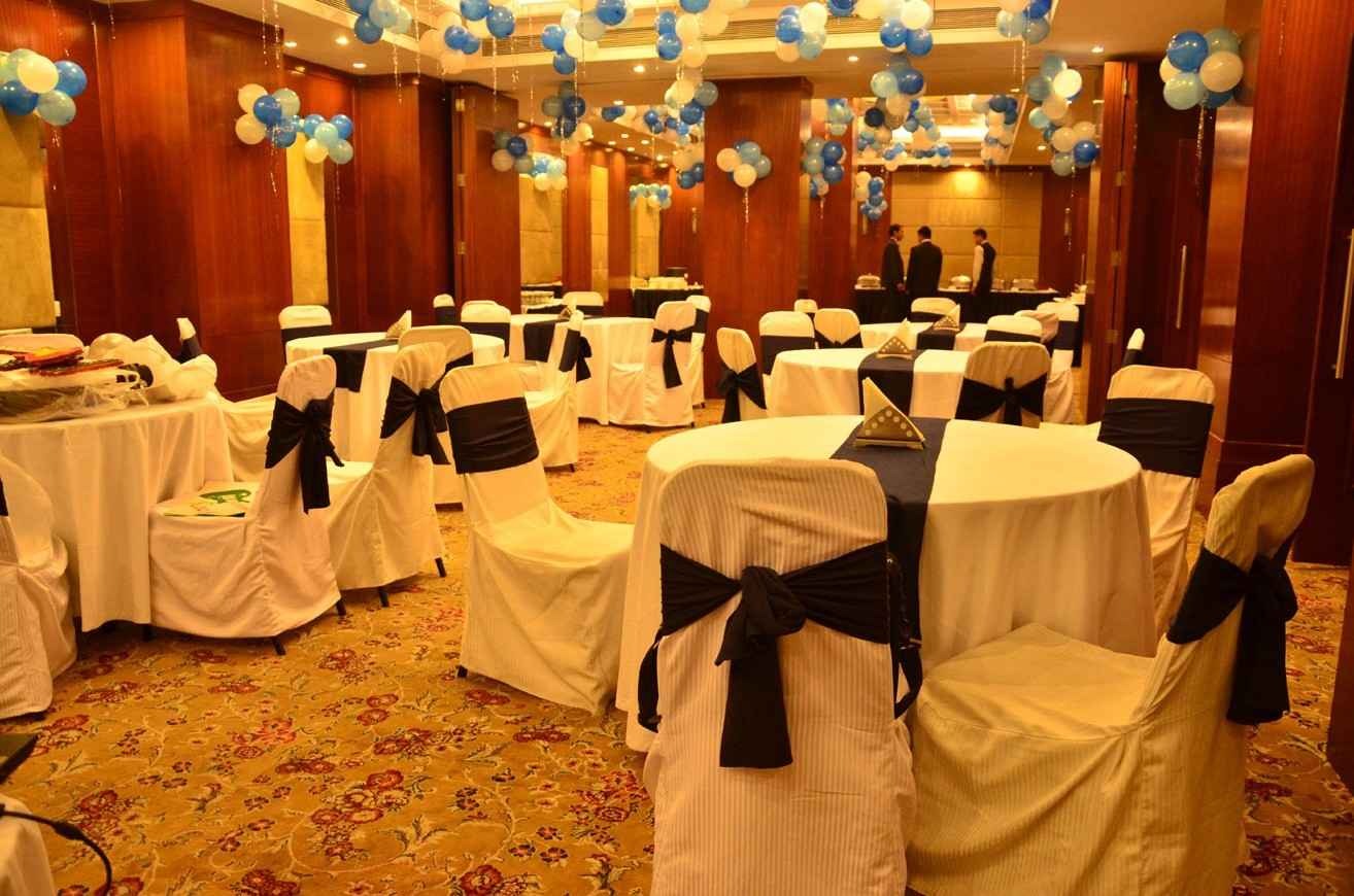 Elegant banquet hall setup for engagement and celebration events.