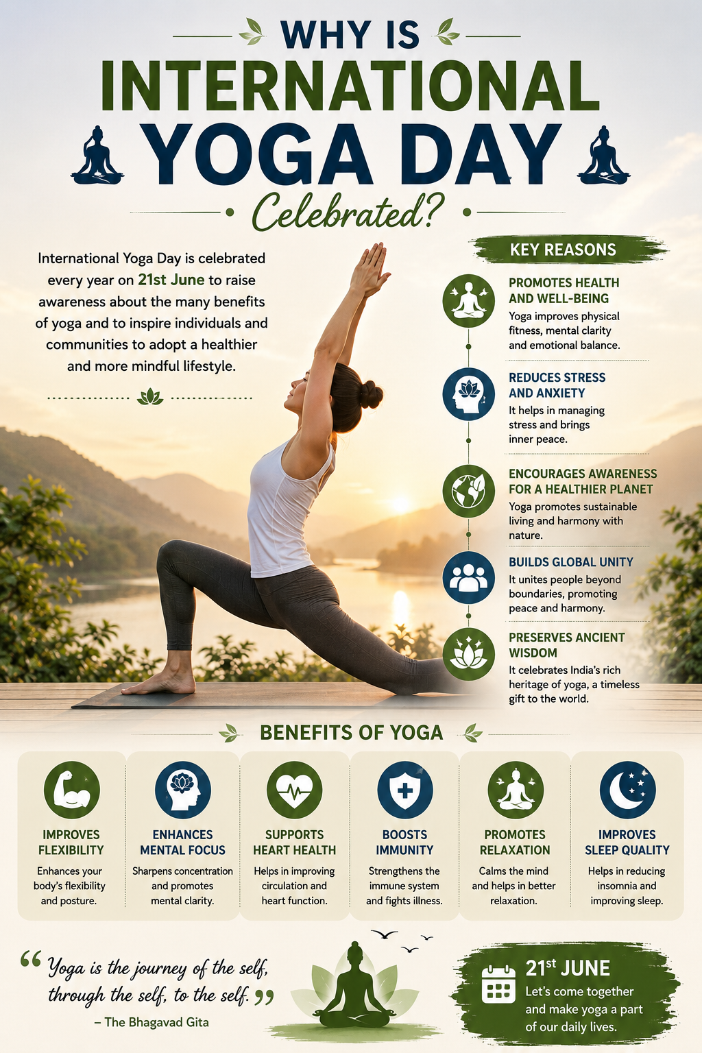 Informational sections highlight key benefits such as improved physical health, reduced stress, increased energy, heart health support, stronger immunity, and better sleep.